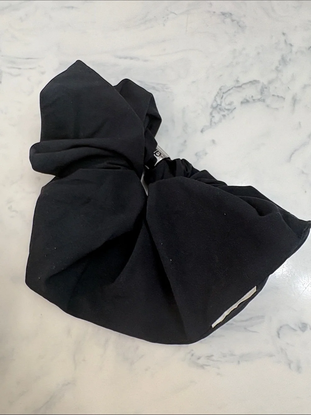 Black Fabric Scrunchie Hair Tie with Silver Accent Alo brand